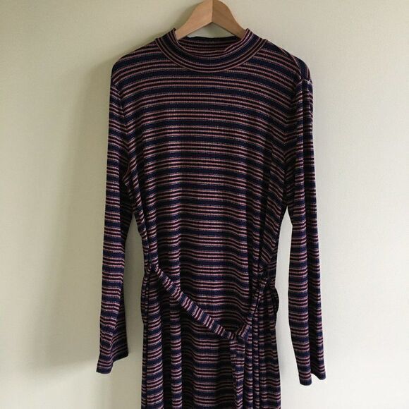 NEW LOFT Ann taylor dress stripe‎ metallic long slv - Picture 2 of 7